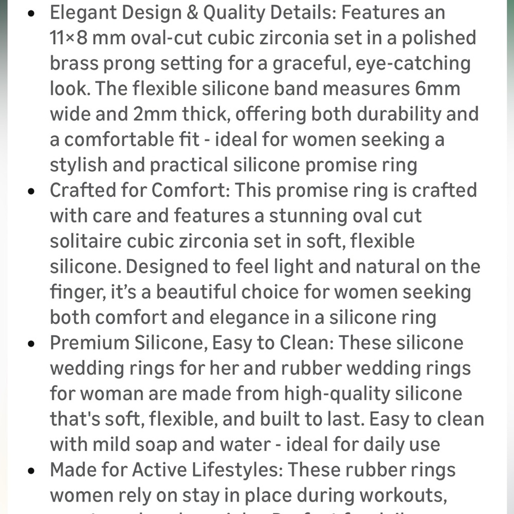 ♥️💖 NWT Rinfit SILICONE WEDDING RING Huge Oval Cut CZ Ivory & Rose Gold - Picture 8 of 8